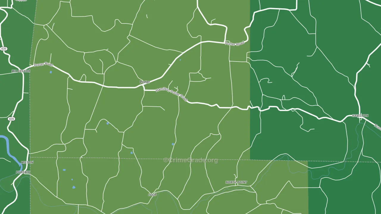 Porter, PA Map of Vehicle Theft Rates