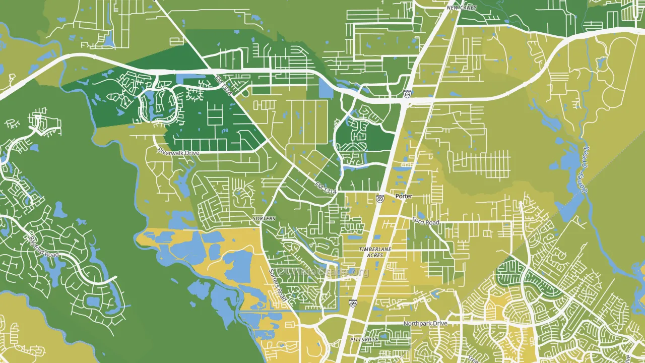 Porter, TX Map of Vehicle Theft Rates