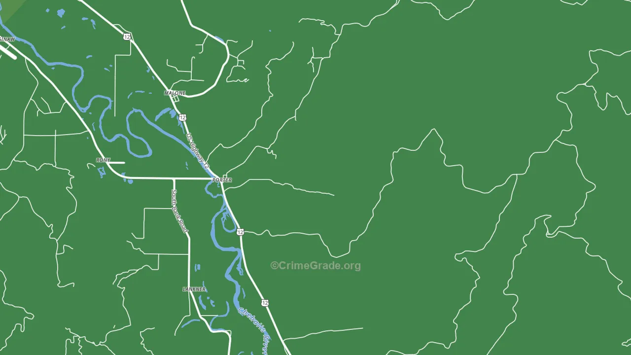 Porter, WA Map of Vehicle Theft Rates