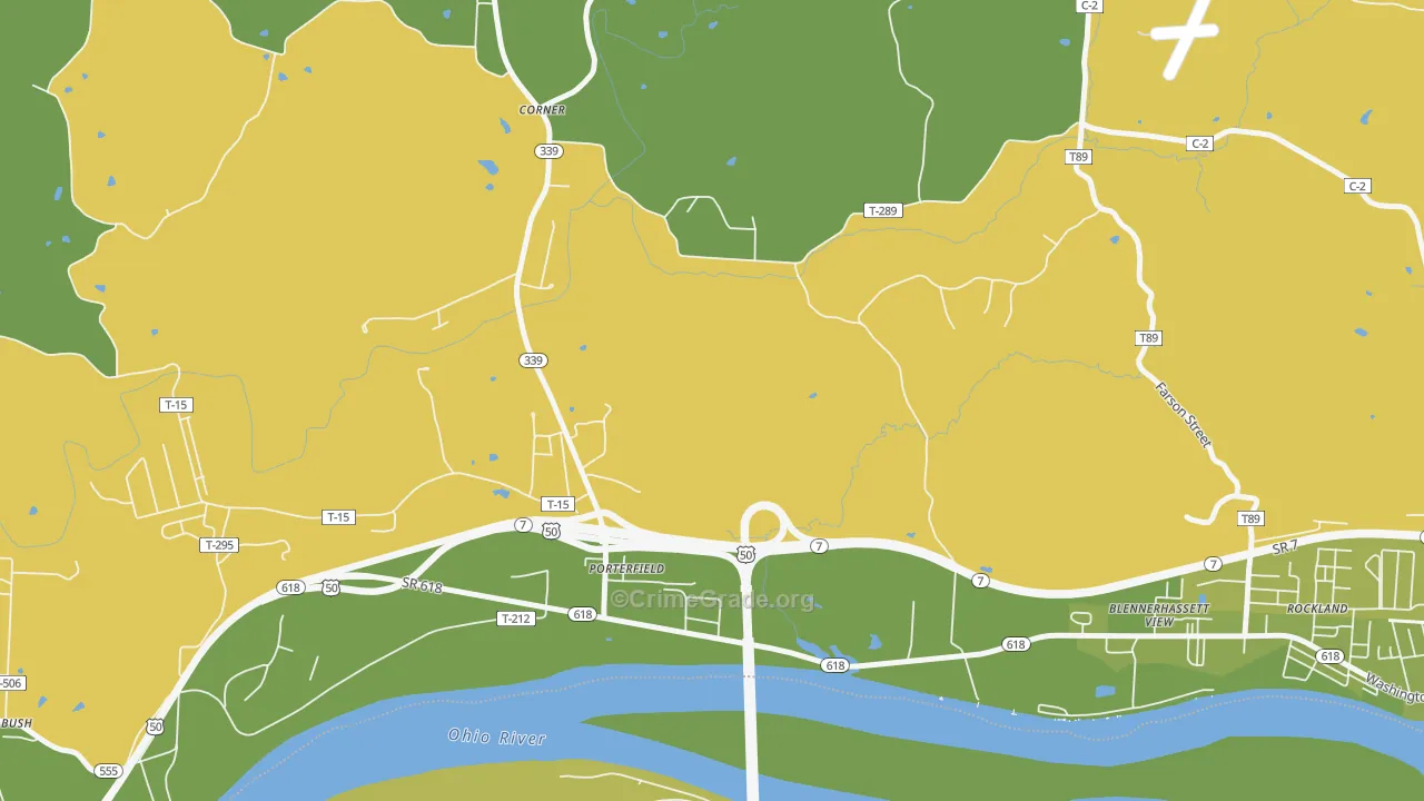 Porterfield, OH Map of Vehicle Theft Rates