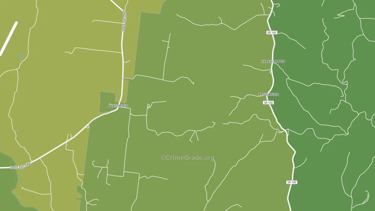 Porterfield, TN Map of Vehicle Theft Rates