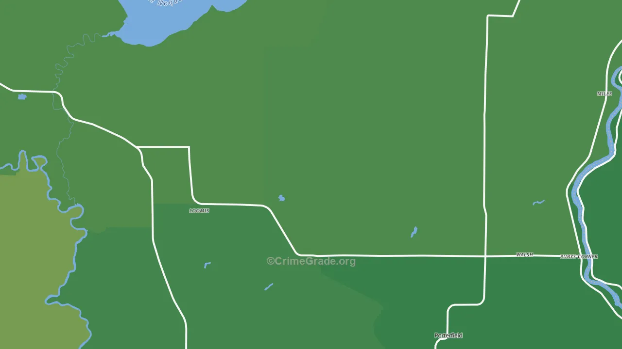 Porterfield, WI Map of Vehicle Theft Rates