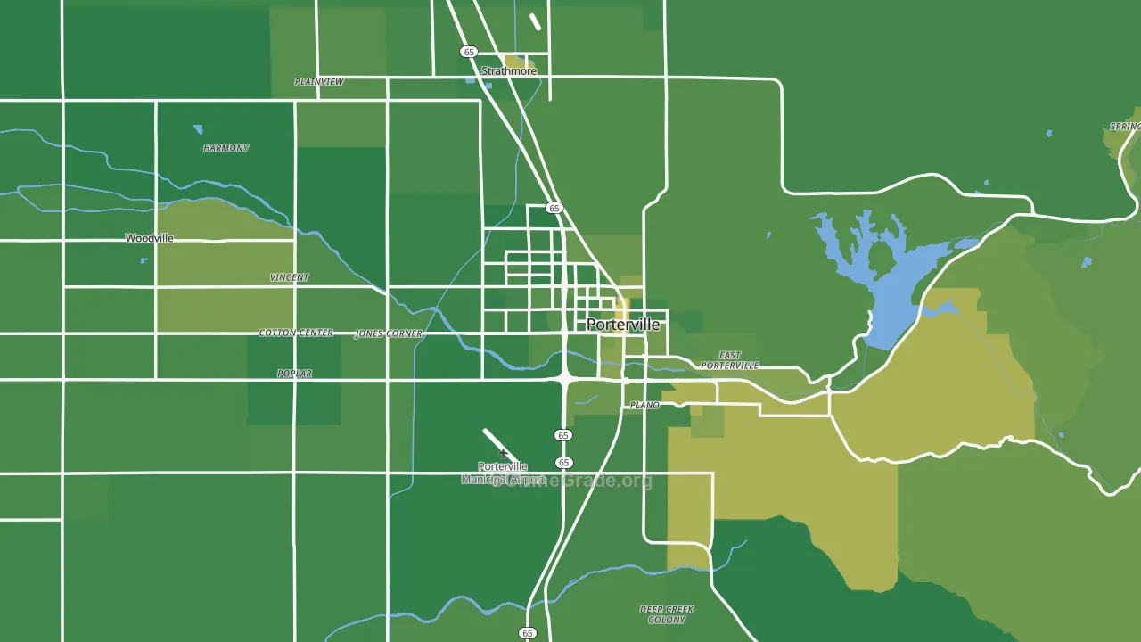 Porterville, CA Map of Vehicle Theft Rates
