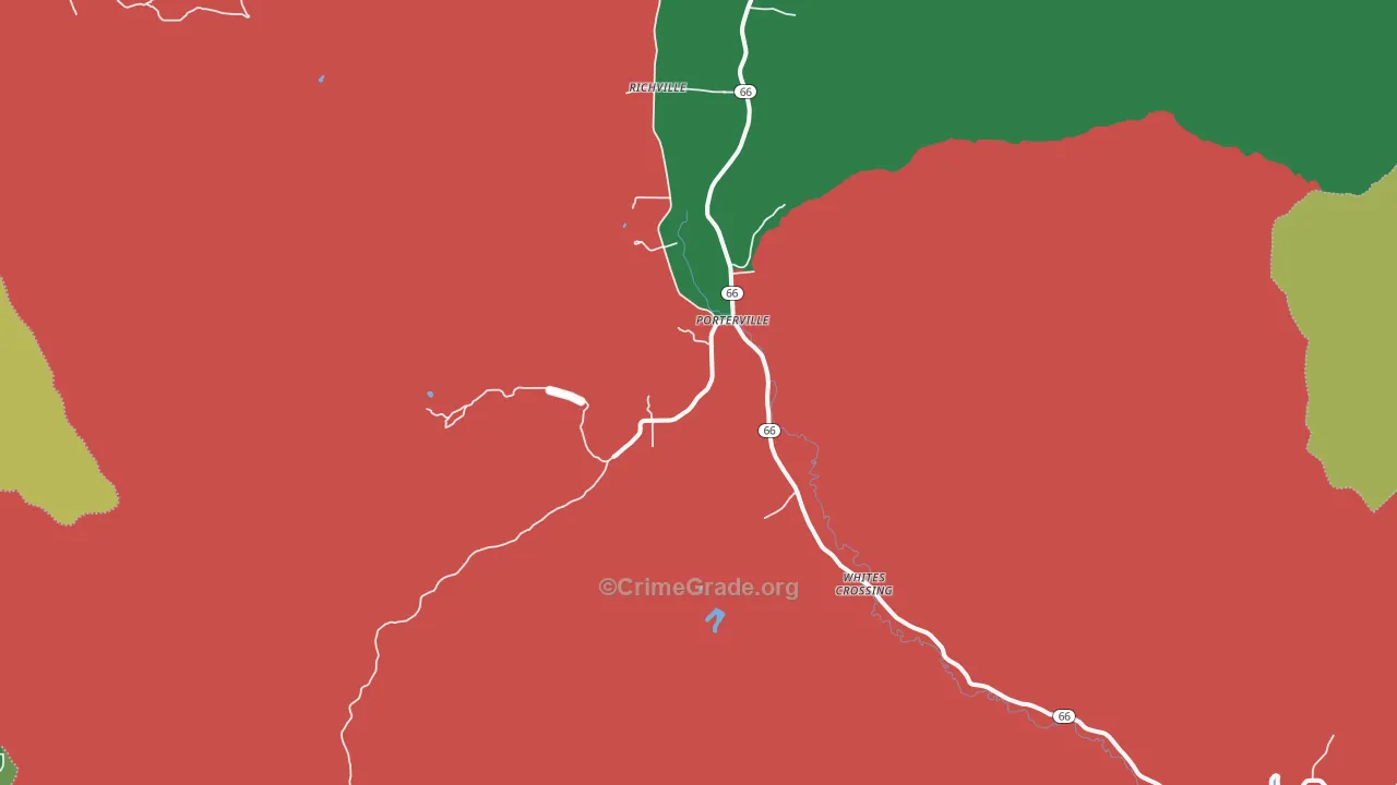 Porterville, UT Map of Vehicle Theft Rates