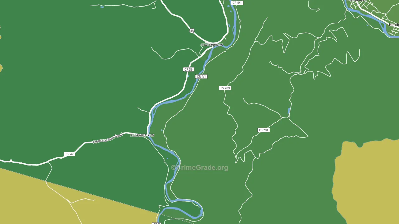 Porterwood, WV Map of Vehicle Theft Rates