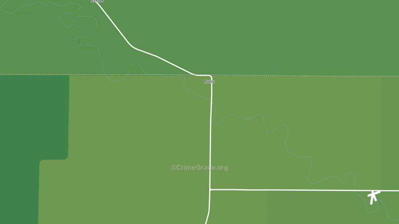 Portis, KS Map of Vehicle Theft Rates