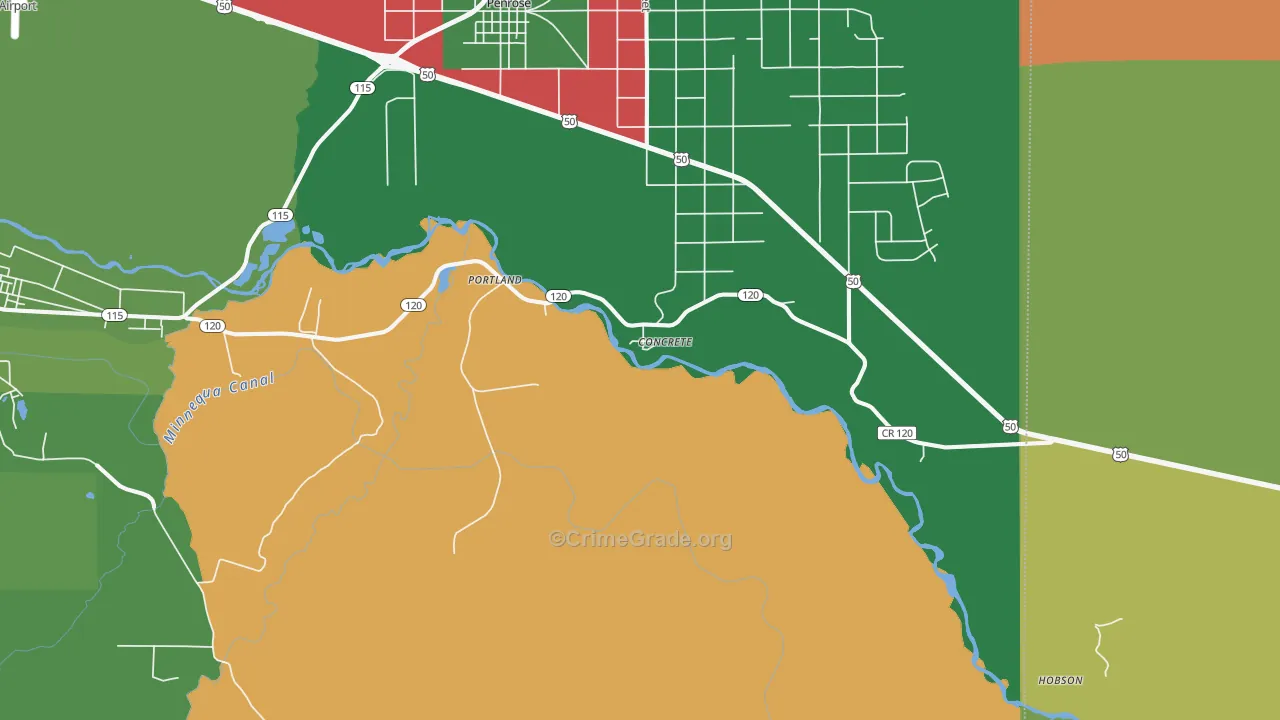 Portland, CO Map of Vehicle Theft Rates