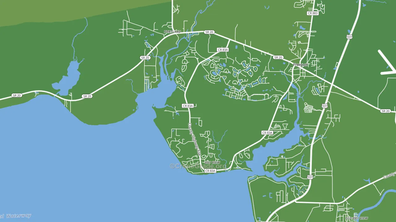 Portland, FL Map of Vehicle Theft Rates