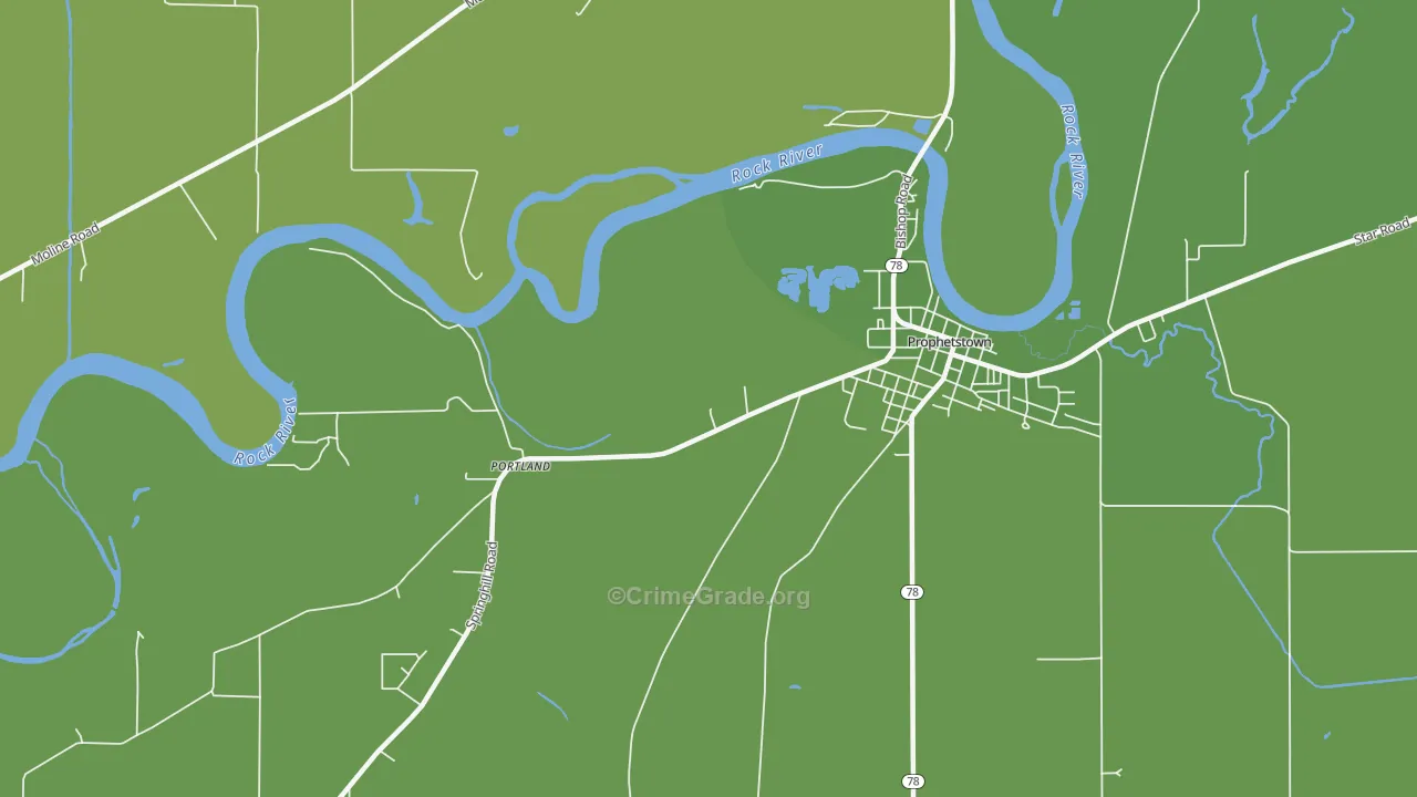Portland, IL Map of Vehicle Theft Rates