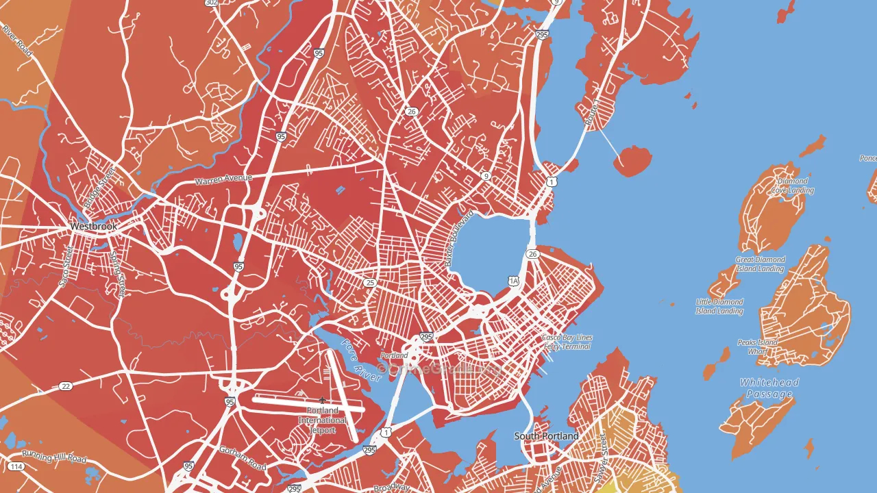 Portland, ME Map of Vehicle Theft Rates