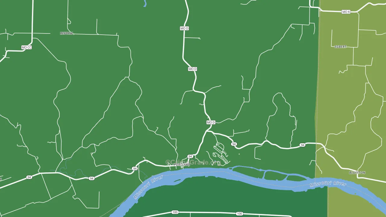 Portland, MO Map of Vehicle Theft Rates