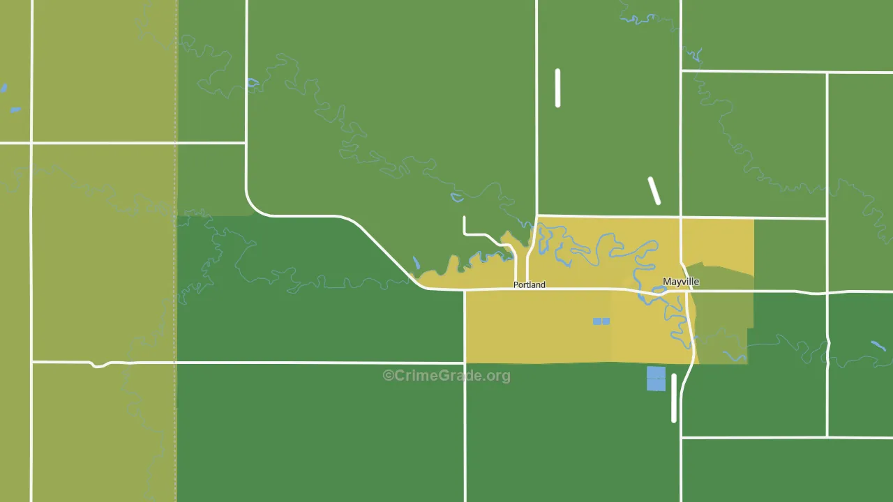 Portland, ND Map of Vehicle Theft Rates