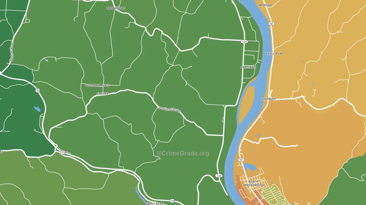 Portland, OH Map of Vehicle Theft Rates