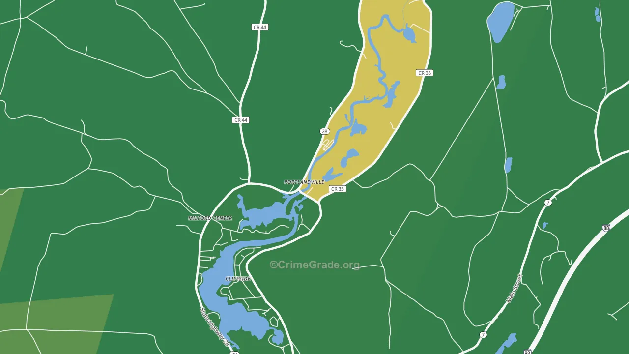 Portlandville, NY Map of Vehicle Theft Rates