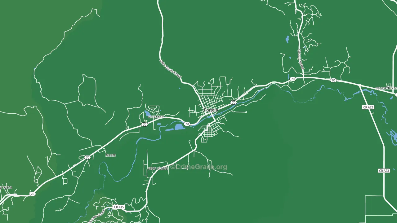 Portola, CA Map of Vehicle Theft Rates