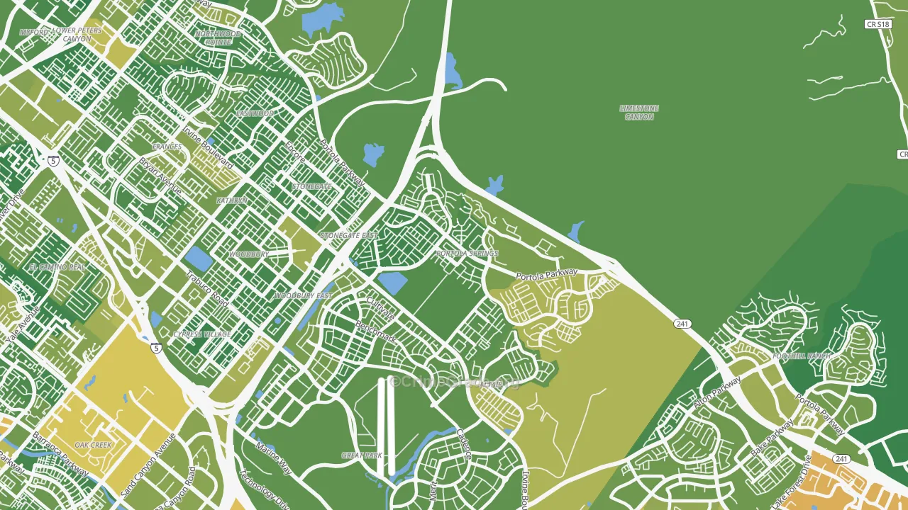 Portola Springs, Irvine, CA Map of Vehicle Theft Rates