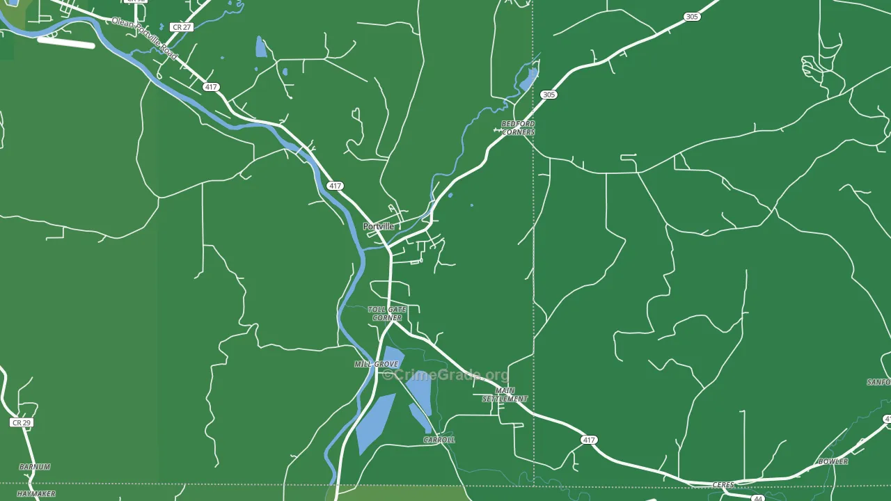 Portville, NY Map of Vehicle Theft Rates