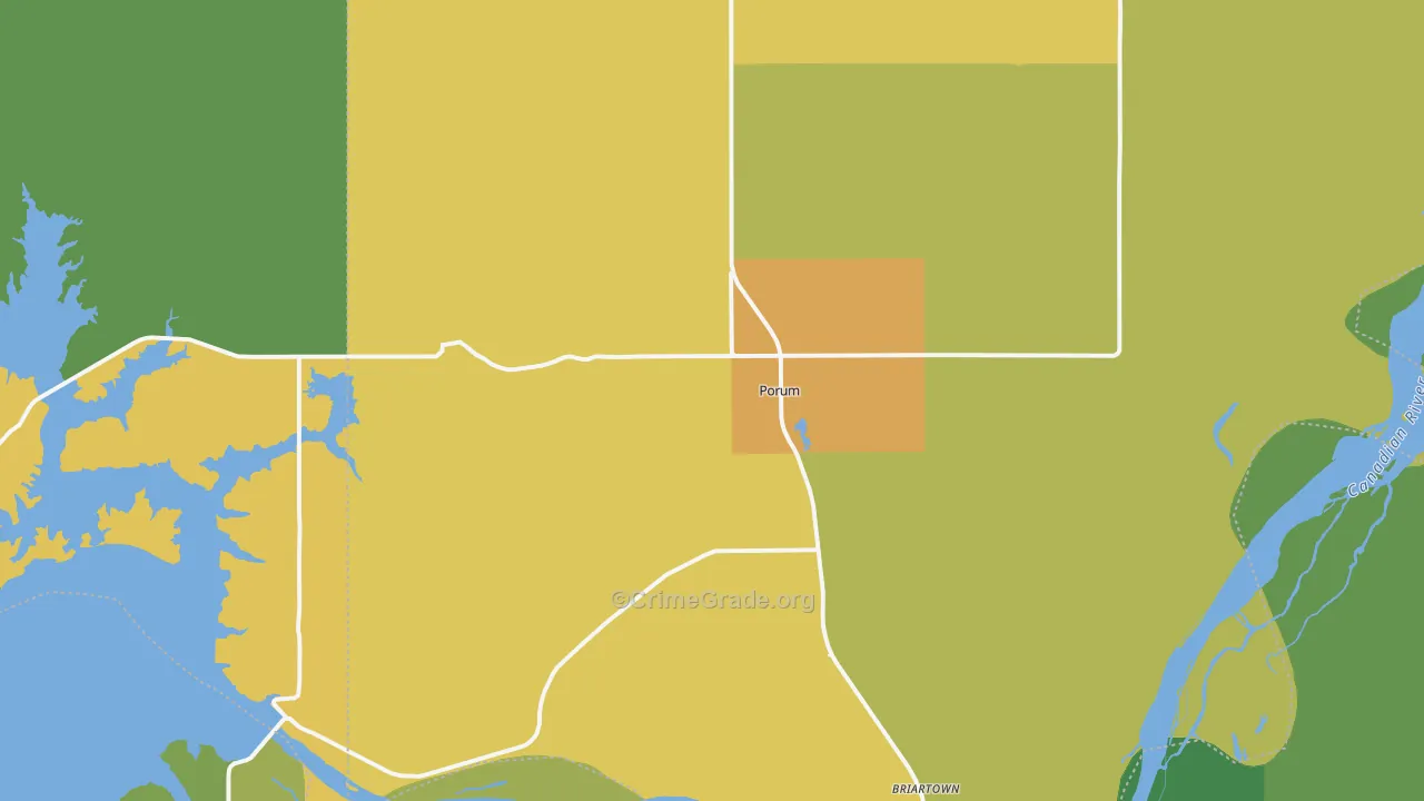 Porum, OK Map of Vehicle Theft Rates