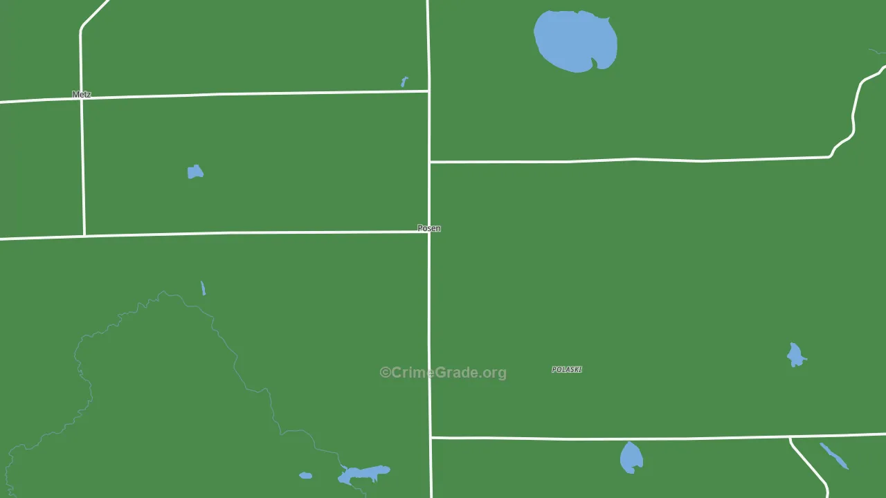 Posen, MI Map of Vehicle Theft Rates