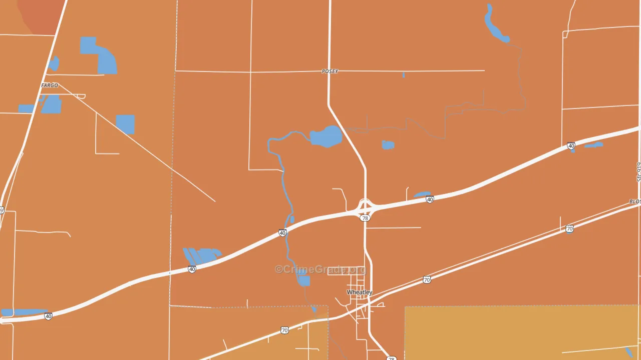 Posey, AR Map of Vehicle Theft Rates