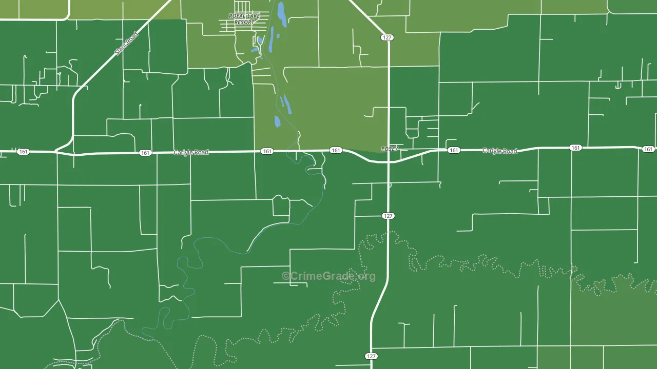 Posey, IL Map of Vehicle Theft Rates