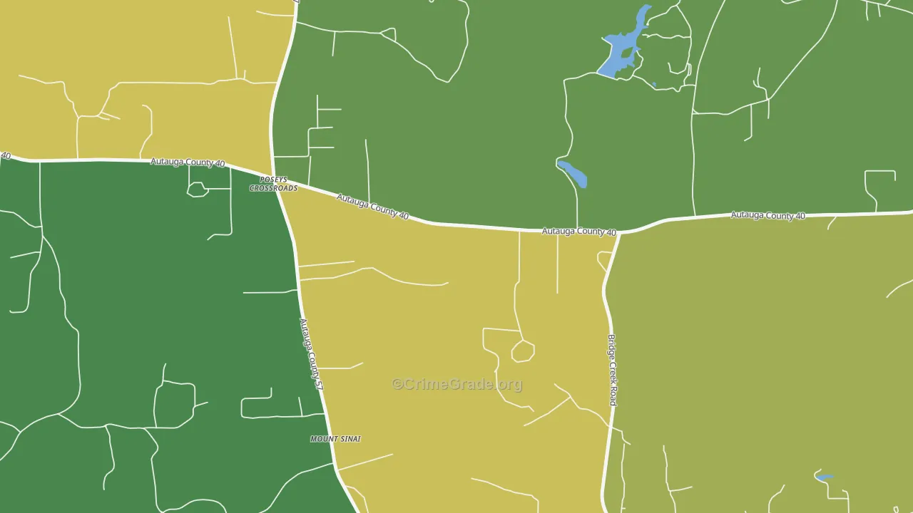 Poseys Crossroads, AL Map of Vehicle Theft Rates