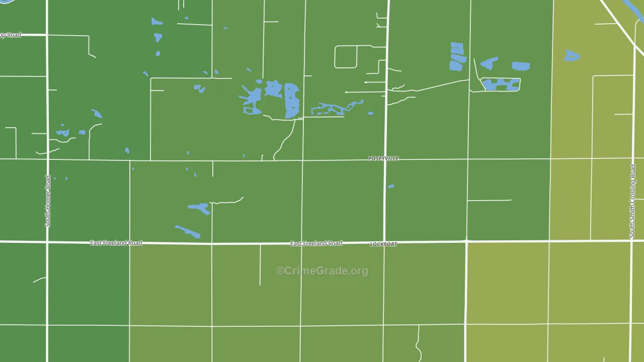Poseyville, MI Map of Vehicle Theft Rates