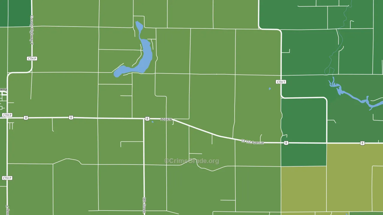 Poskin, WI Map of Vehicle Theft Rates