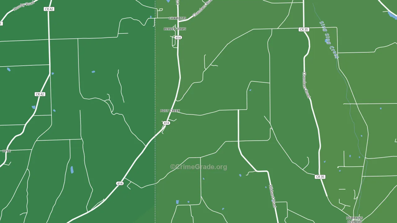 Post Creek, NY Map of Vehicle Theft Rates