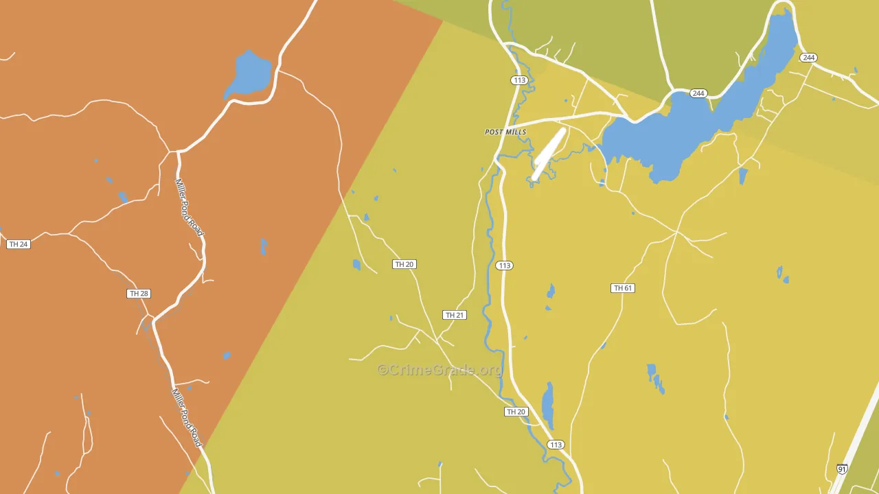 Post Mills, VT Map of Vehicle Theft Rates