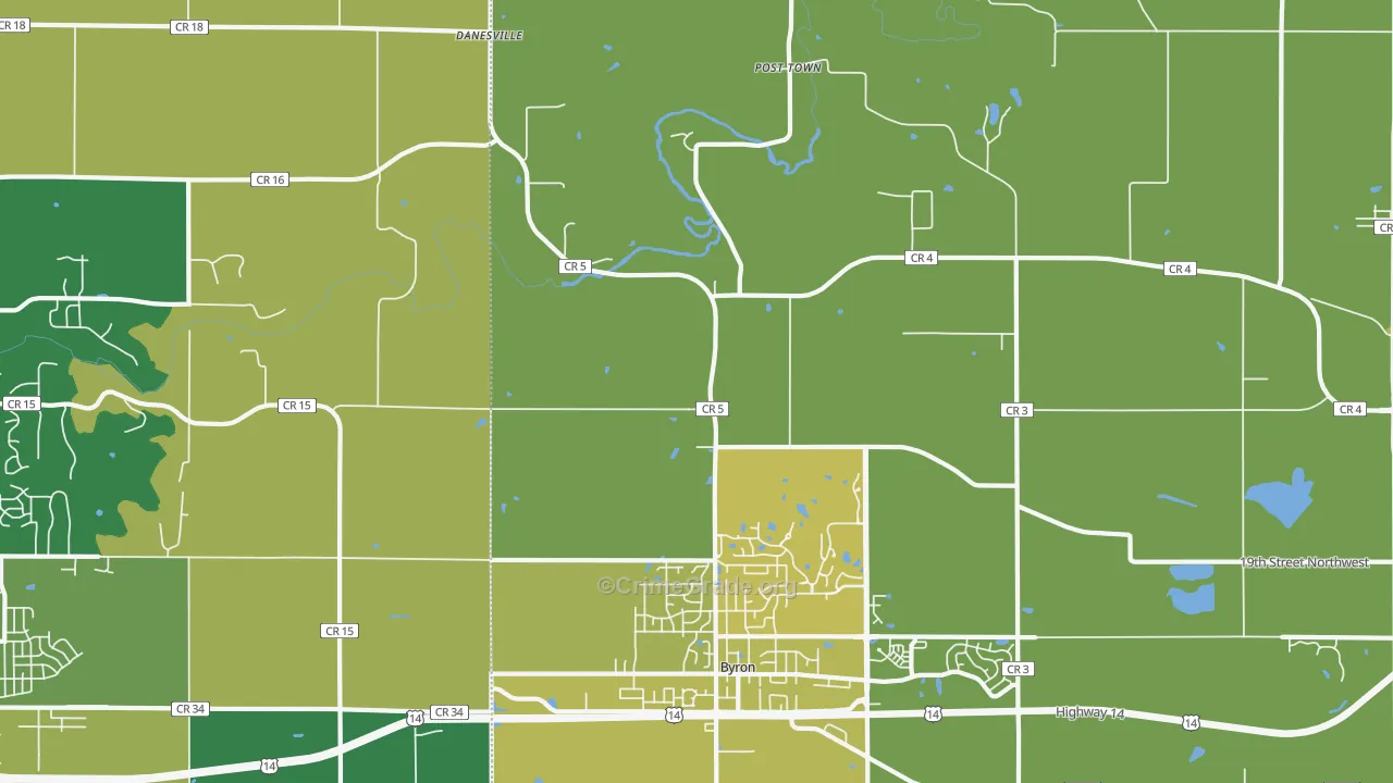 Post Town, MN Map of Vehicle Theft Rates
