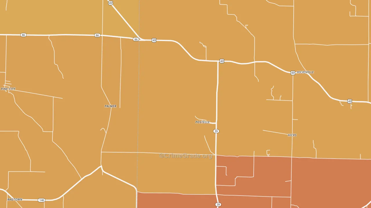 Postelle, AR Map of Vehicle Theft Rates