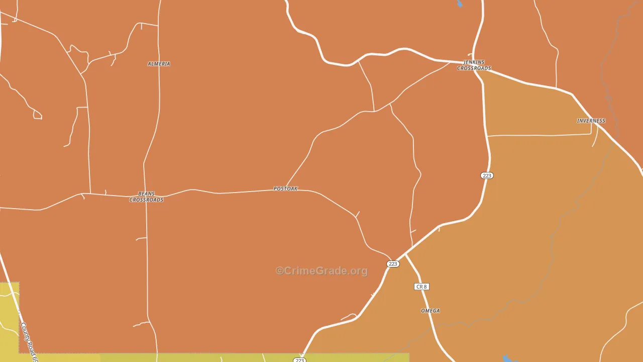 Postoak, AL Map of Vehicle Theft Rates