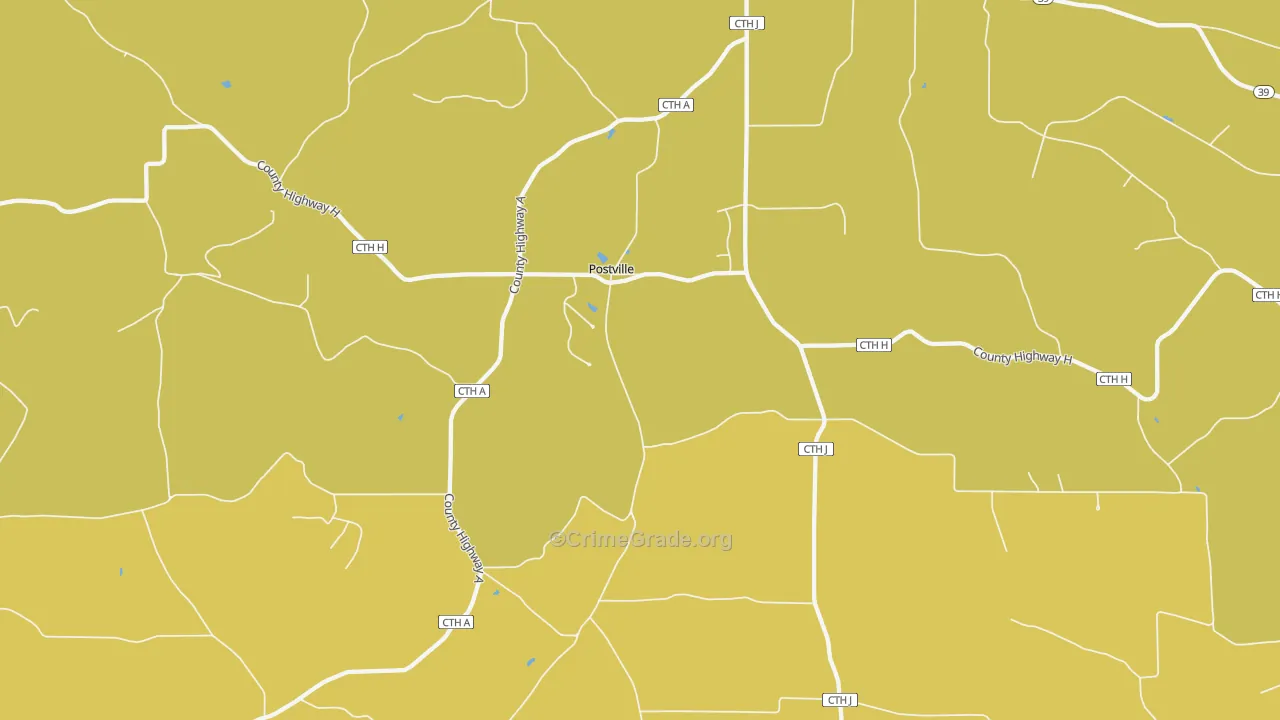 Postville, WI Map of Vehicle Theft Rates