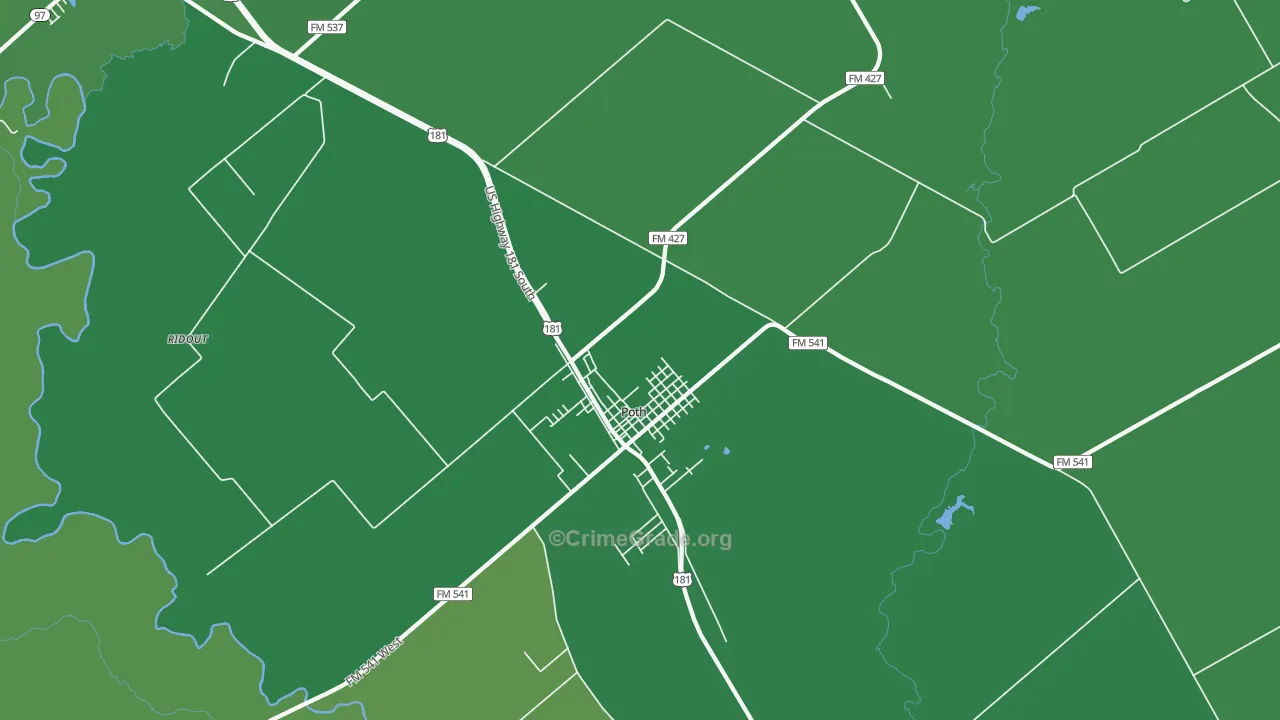 Poth, TX Map of Vehicle Theft Rates
