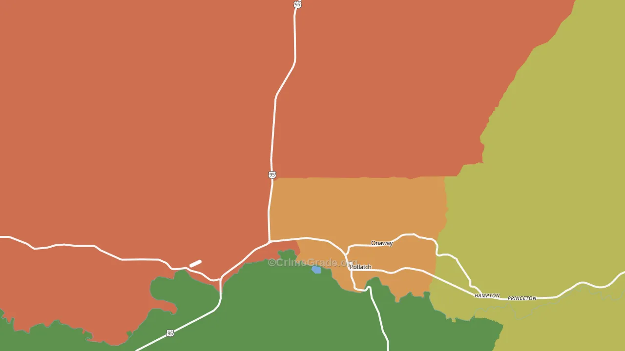 Potlatch, ID Map of Vehicle Theft Rates