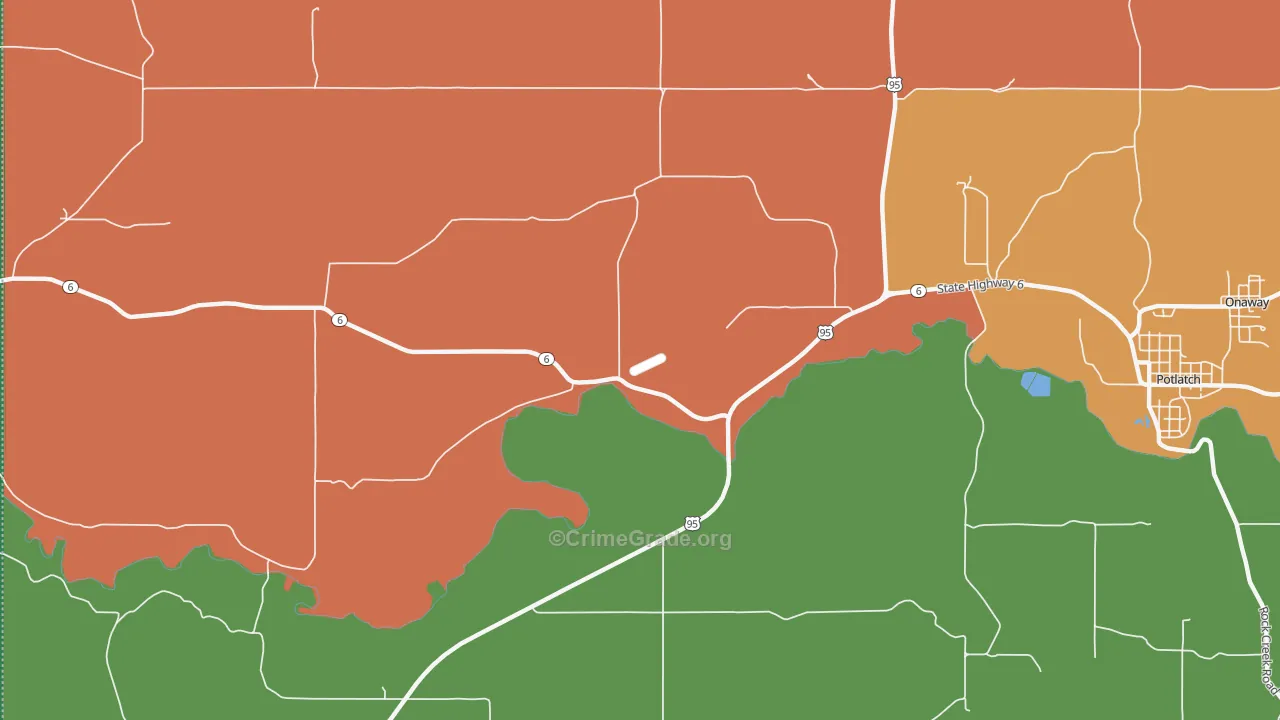 Potlatch Junction, ID Map of Vehicle Theft Rates