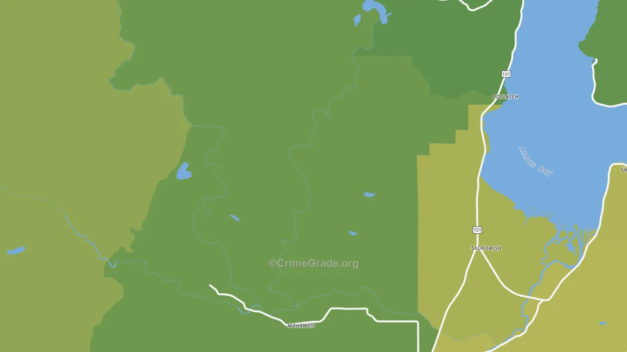 Potlatch, WA Map of Vehicle Theft Rates