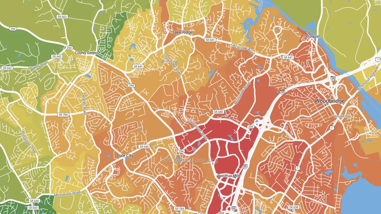 Potomac Mills, VA Map of Vehicle Theft Rates