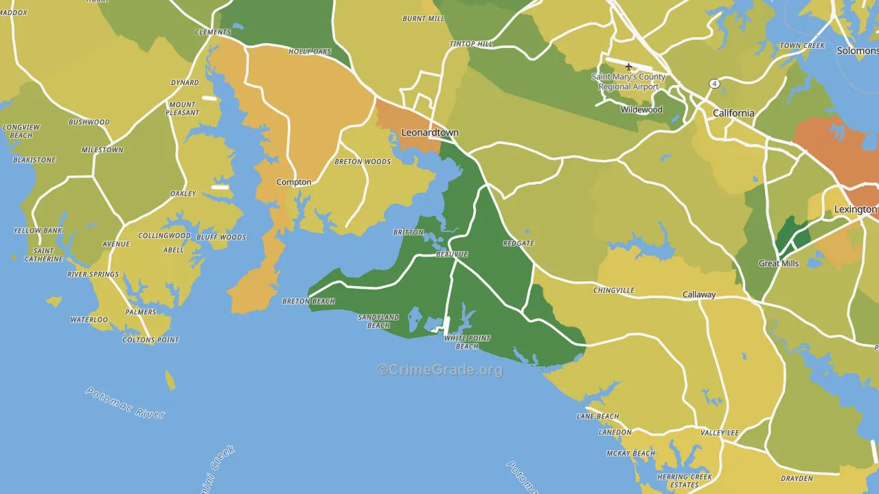 Potomac Shores, MD Map of Vehicle Theft Rates