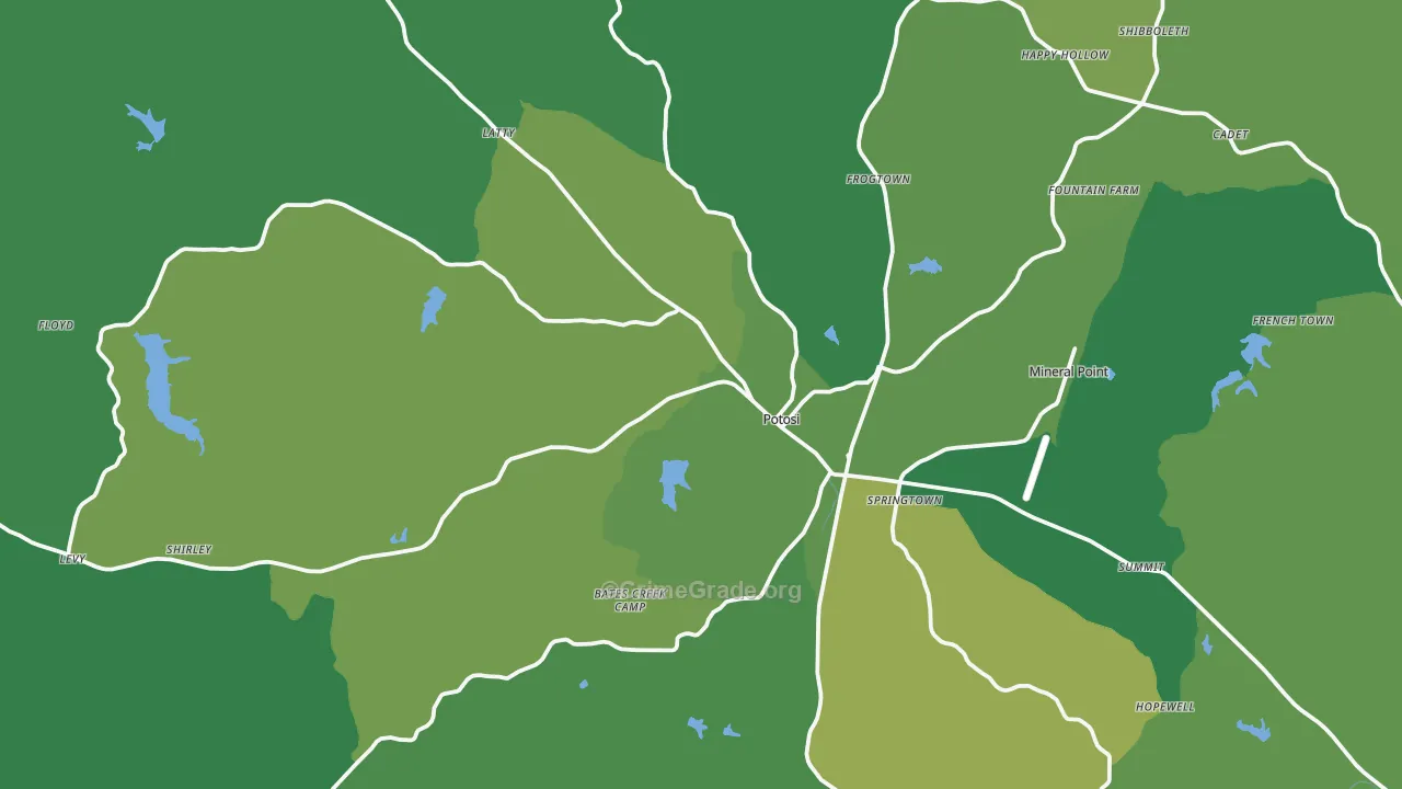 Potosi, MO Map of Vehicle Theft Rates