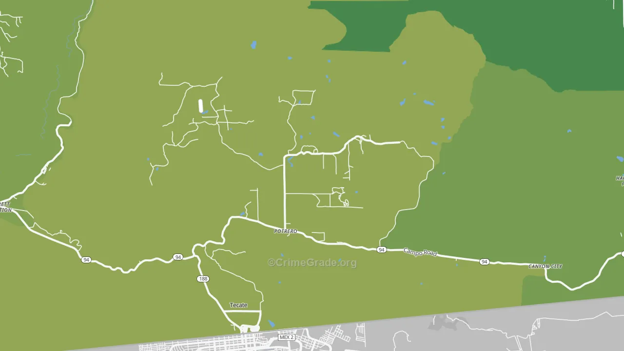 Potrero, CA Map of Vehicle Theft Rates