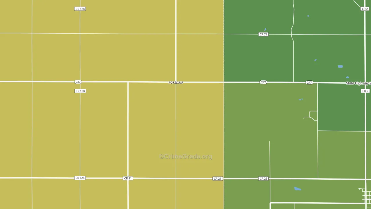 Potsdam, MN Map of Vehicle Theft Rates