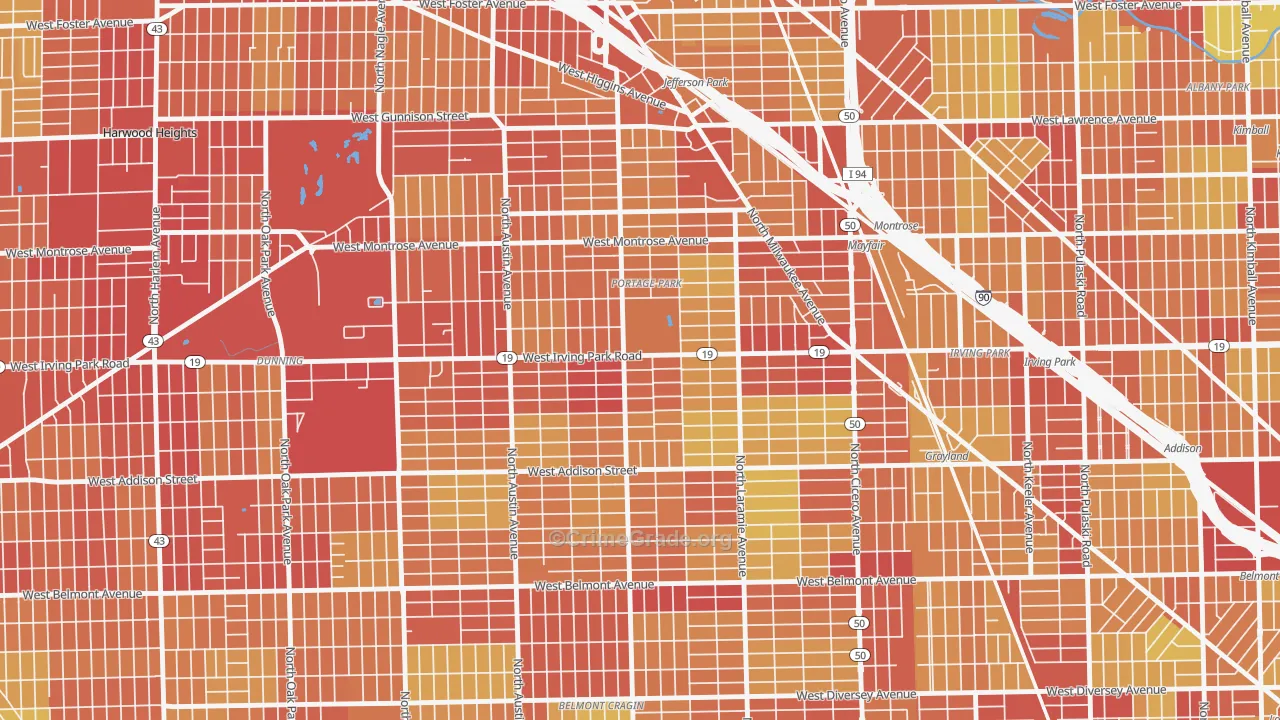 Pottage Park, Chicago, IL Map of Vehicle Theft Rates