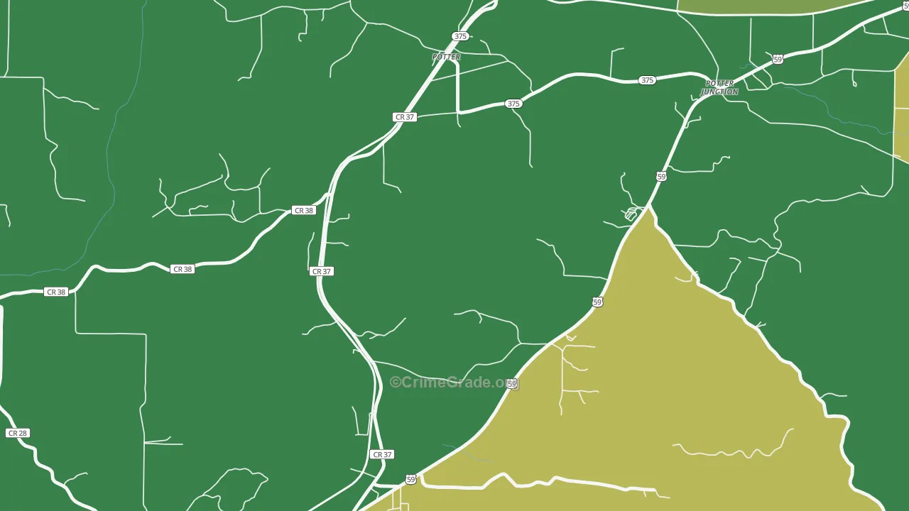 Potter, AR Map of Vehicle Theft Rates
