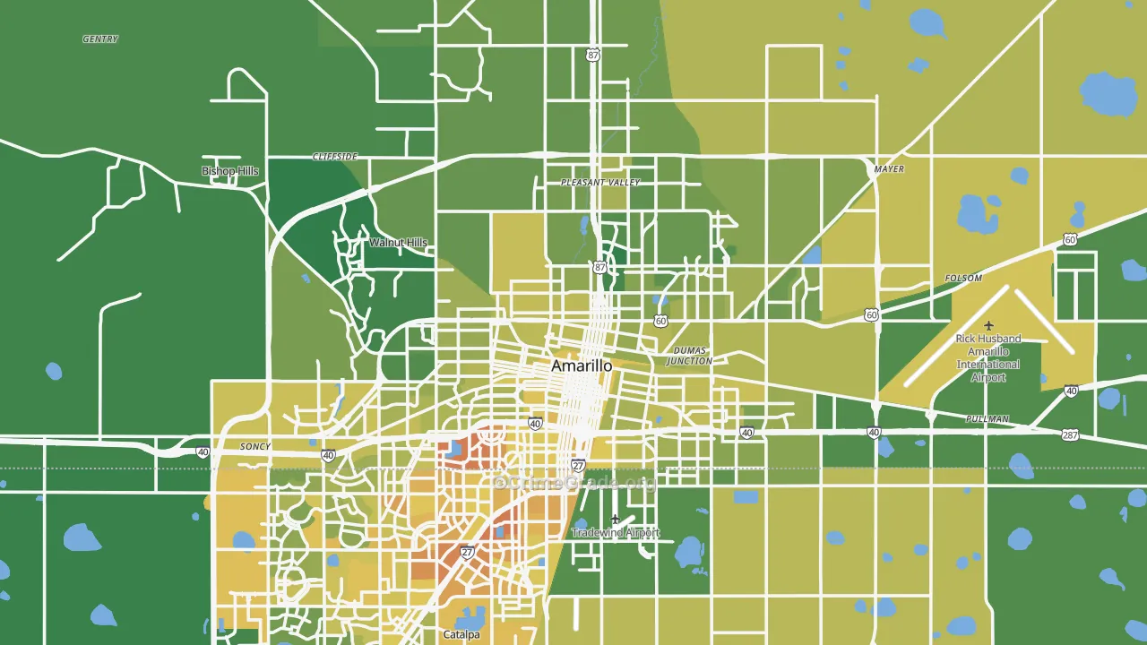Potter County, TX Map of Vehicle Theft Rates