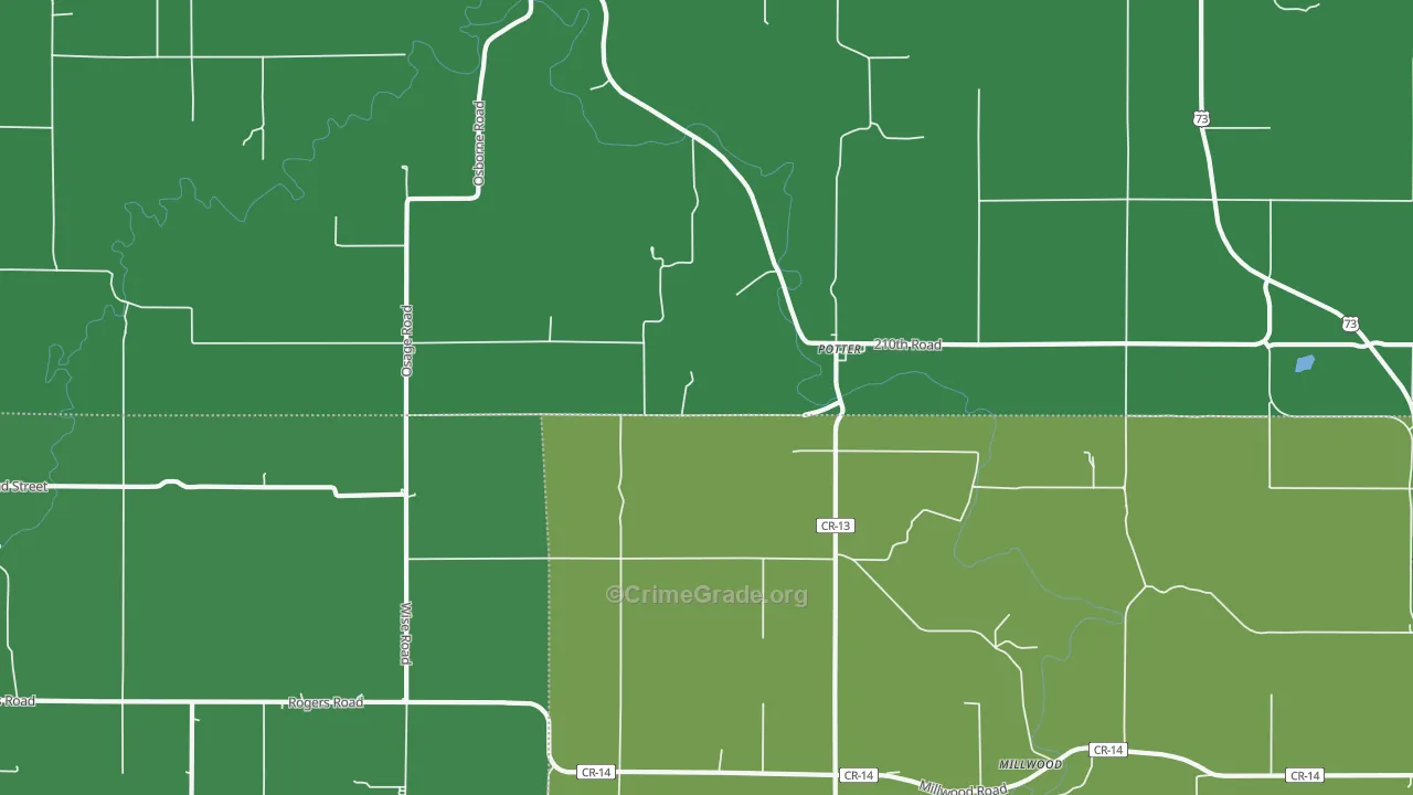 Potter, KS Map of Vehicle Theft Rates