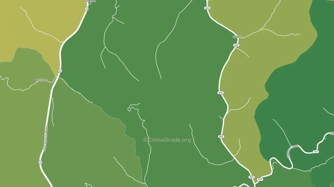 Potters Fork, KY Map of Vehicle Theft Rates
