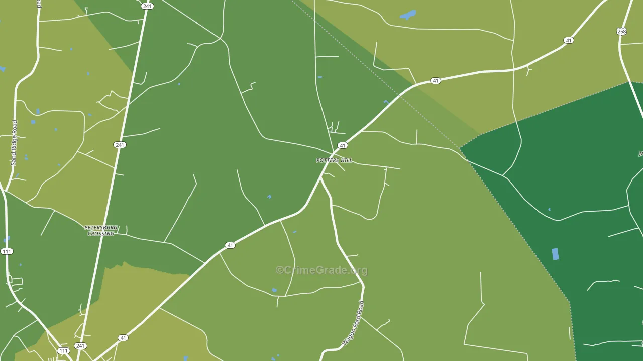 Potters Hill, NC Map of Vehicle Theft Rates