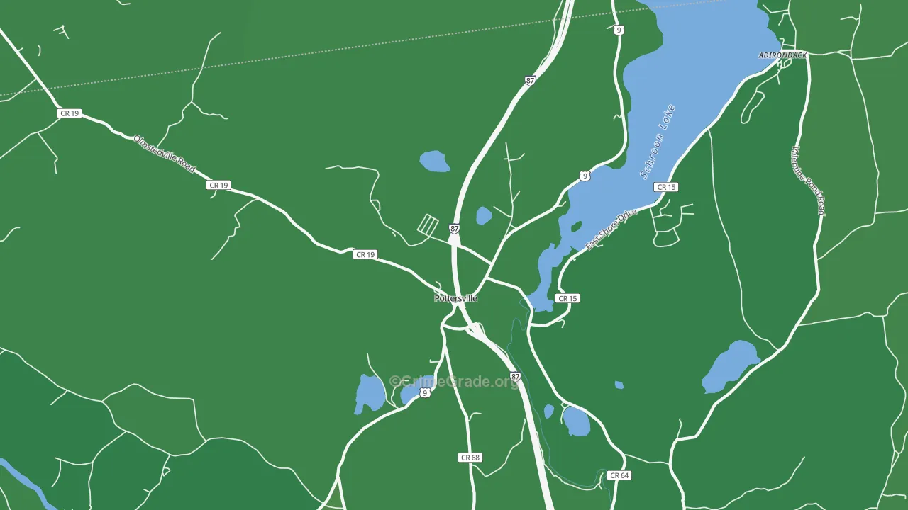 Pottersville, NY Map of Vehicle Theft Rates
